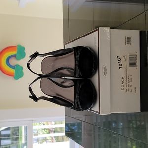 Coach black wedge platform slingback pumps. Size 7